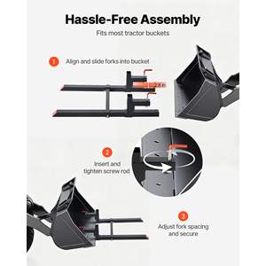 Accessori per Trattori Pesanti, Benna per Caricatore, Forche per Pallet con Morsetto da 2000 Libbre, Lunghezza Totale 43 Pollici, Stabilizzatore Regolabile - Product Image 5