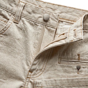 Pantalon en toile kaki coupe droite pour homme, taille mi-haute, fermeture boutonnée, décontracté, tissé, devant plat, style automne - Product Image 6