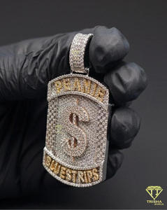 Statement Dollar Sign Pendant Lab Grown Diamond Custom <b>Name</b> Hip Hop <b>Chain</b> Luxury Jewelry Necklace - Product Image 2