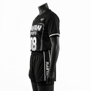 Ensemble short et maillot de football pour femmes, 160 GSM, polyester respirant, maille noire et blanche, logo d'équipe personnalisé, ensembles pour femmes - Product Image 3