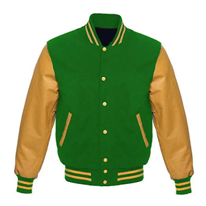 OEM Custom Men's <b>Long</b> Sleeve Baseball <b>Jacket</b> with Stand Collar Breathable <b>Leather</b> Varsity Letterman <b>Jackets</b> - Product Image 2