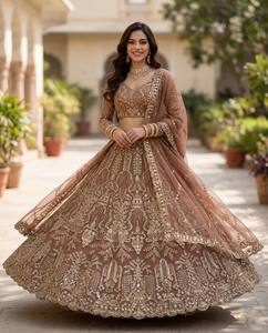 Divyam Creation Embroidered <b>Net</b> Lehenga Choli Set Floor-Length Traditional Wedding Wear for Women India Pakistan Style Spandex - Product Image 5