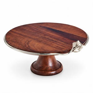 <b>Top</b> Seller Wooden <b>Cake</b> Stand with <b>Gold</b> Metal Olive Branch Accent Pedestal Dessert Display Platter for Wedding Party Decor - Product Image 4
