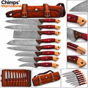 Juego de 7 Cuchillos de Cocina Japoneses Afilados, Hojas de Acero de Damasco, Construcción de 67 Capas, Mangos de Madera, Diseño Ambidiestro, Hechos a Mano - Product Image 3