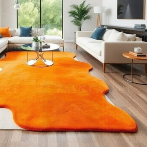 Tapis décoratif de luxe, tissé à la main, en laine, orange uni, design abstrait, tapis d'intérieur et d'extérieur, décoration de la maison, tapis à motifs abstraits modernes - Product Image 2