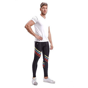 Men's Full Length <b>Compression</b> <b>Leggings</b> Solid Design Spandex/Nylon Breathable Elastic Waist 220g Fitness Wear - Product Image 4