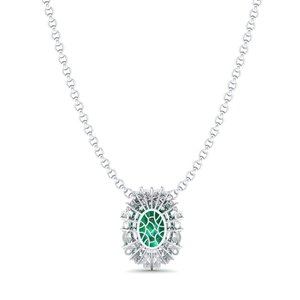 REYES New Design Fine Jewelry Luxury 14K 18K <b>Solid</b> <b>Gold</b> Moissanite <b>Pendants</b> Oval Cut 11.67 Carat Emerald Gemstone <b>Pendants</b> - Product Image 4