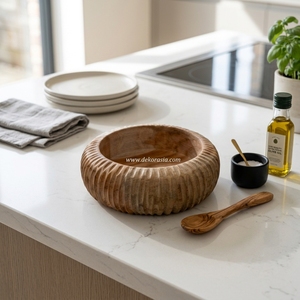 Cuenco de madera hecho a mano, Natural, grande, redondo, para ensalada, vajilla, cuencos de madera - Product Image 5