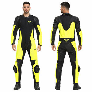 Combinaison de course en cuir Moto GP noire et jaune personnalisée, équipement de protection professionnel pour la moto, pour la course sur circuit - Product Image 1