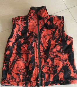 Chaleco de caza personalizado de doble cara con camuflaje verde y naranja, diseño de camuflaje duradero para bosques, chaleco de caza unisex. - Product Image 3