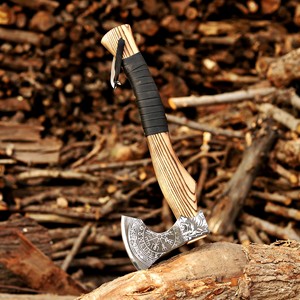 Hache Viking en Acier à Haute Teneur en Carbone Forgée à la Main, Manche en Bois de Frêne Personnalisé OEM, Hachette à Barbe avec Étui en Cuir, Hache de Camping et de Bushcraft - Product Image 5