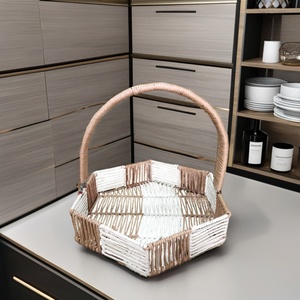 Beautiful Handmade Decorative <b>Jute</b> Rope <b>Basket</b> with Iron Frame for Household and Kitchen Storage <b>Basket</b> and Bathroom Organizer - Product Image 4