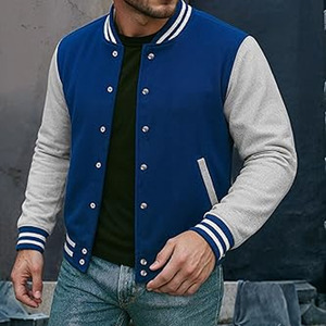 Manufacturer Wholesale Custom Canvas Letterman Plus Size Varsity <b>Jacket</b> with Cartoon Print Stand Collar for <b>Men</b> Winter - Product Image 2