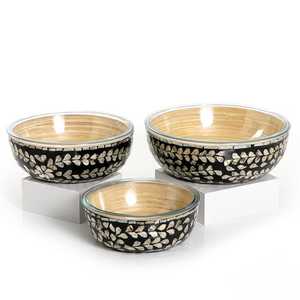 Ensemble de bols au design moderne, écologique, en résine nacre et bois, vaisselle polie artisanale au design moderne, bol poli - Product Image 2