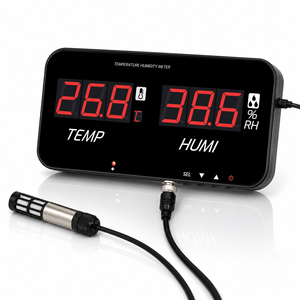Higrómetro y Termómetro Digital para Interiores con Sensor Externo de 5 Metros, Pantalla LED Grande con Alarma de Temperatura Alta/Baja y Puerto de Salida de 3.5 mm - Product Image 1