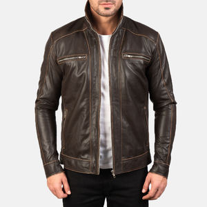 Blouson Bomber Moto en PU Tendance et Très Vendu, Manteau d'Hiver Décontracté Personnalisé avec Logo Frontal, Tissu Toile Coupe-Vent et Fermeture Éclair Teinte - Product Image 1