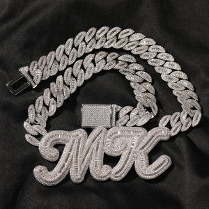 Colgante con Letra M y Diamante Moissanita, Plata 925, Estilo Hip Hop, Lujoso, para Fiestas, Eventos, Uso Diario, Joyería Personalizada Unisex, Tendencia - Product Image 3