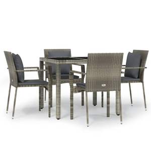 Conjunto de Comedor Modular Compacto para Jardín de Ratán Sintético Gris - Product Image 2