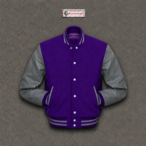NOUVEAU Blouson universitaire en laine violette pour la vente en gros, coupe régulière, col rabattu, style décontracté, pour l'automne et toutes les saisons - Product Image 5