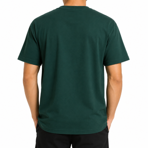 เสื้อยืดโอเวอร์ไซส์ผู้ชาย ผ้าฝ้ายเนื้อแน่น แขนสั้น คอกลม สไตล์ลำลอง ผ้าเจอร์ซีย์ถัก ทรงหลวม ไหล่ตก รับสกรีนโลโก้ - Product Image 4