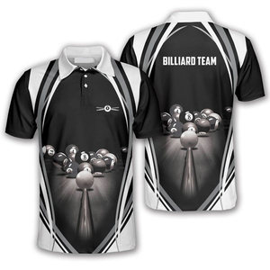 Camiseta de Jersey de Algodón/Spandex Ecológica, Transpirable, de Secado Rápido, con Logotipo Personalizado, Estampado Digital, Cuello en V, para Equipo de Billar, para Hombre - Product Image 1