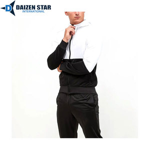 Windproof Breathable Eco-Friendly 100% Polyester Hooded Drawstring Streetwear Solid Spring Tracksuit Front Logo Midweight - Product Image 4
