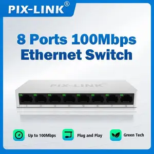 PIX-LINK SW08网络交换机迷你以太网8端口10/100Mbps家庭办公室快速网络交换机分离器