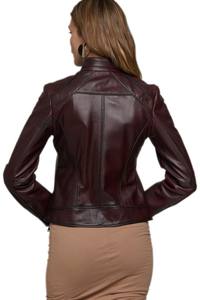 Chaqueta de Cuero Genuino para Mujer, Chaqueta de Motera Personalizada OEM, al por Mayor - Product Image 6