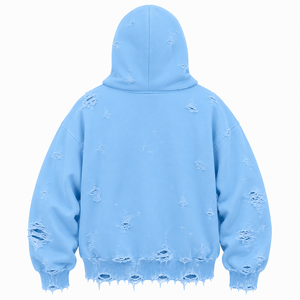 Sudadera con capucha y cremallera de forro polar grueso, estilo balaclava, personalizada, extragrande, desgastada, estilo urbano, con máscara facial completa - Product Image 4