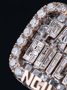 แหวนเพชรแบบยูนิเซ็กซ์สั่งทำพิเศษ ทองคำขาว 14K สไตล์ฮิปฮอป ประดับเพชรทรงเหลี่ยมเจียระไนแบบไอซ์พาเว่ สำหรับเครื่องประดับเพชรแท้ทองคำแท้รับรองคุณภาพ - Product Image 5
