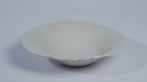 จานเซรามิกสีงาช้างลายวาบิซาบิ รูปทรงสแกลลอป ขนาด 20 ซม. เคลือบแบบ Crackle Glaze เป็นมิตรกับสิ่งแวดล้อม ใช้กับไมโครเวฟได้ เหมาะสำหรับร้านอาหาร ขายส่ง - Product Image 2