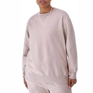 Sweat-shirt surdimensionné à col rond pour femme, couleur unie, manches longues, tricoté en coton et fibre de bambou, respirant, pour l'automne - Product Image 4