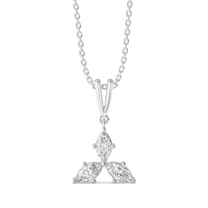 Collier pendentif fleur en diamant taille marquise en argent 925 plaqué rhodium, style classique pour femme - Product Image 1