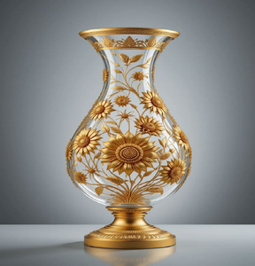 Vase blanc orné avec de magnifiques poignées baroques dorées et un relief de feuilles sur un fond sombre. Disponible aux prix de gros. - Product Image 4
