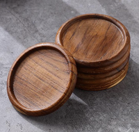 Sous-verres ronds classiques en bois écologiques isolants pour la chaleur, tapis de cuisine, tapis de table à manger en provenance d'Inde