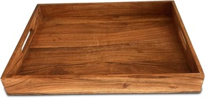 Plateau de rangement en bois durable, rectangulaire, design minimaliste poli, durable, à un seul niveau, pour table, 1 compartiment - Product Image 2