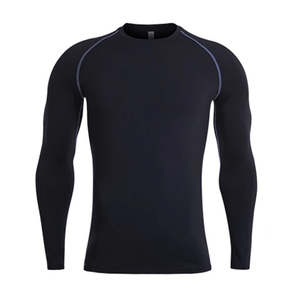 T-shirt de compression pour homme à motif uni de qualité supérieure - Manches longues, logo personnalisé, séchage rapide, respirant, écologique, vêtements de sport pour la salle de gym - Product Image 6