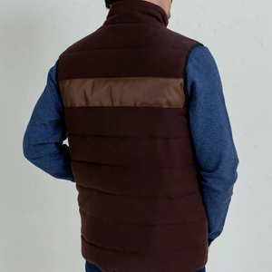 Men's Brown Canvas <b>Quilted</b> Puffer Jacket Stand Collar Zipper Windproof Polyester <b>Wadding</b> Casual Winter Regular Fit Solid Sherpa - Product Image 2