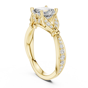 Anillo de oro amarillo de 14 quilates con diamante de corte Asscher cultivado en laboratorio, certificado por GRA, joyería de compromiso y nupcial al precio más bajo. - Product Image 4