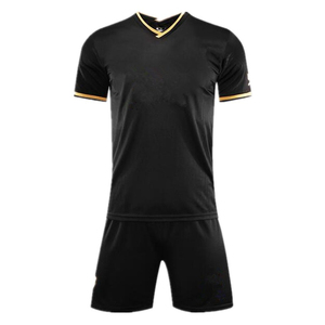 Conjunto de Camiseta de Fútbol Negra con Cuello en V y Manga Corta, Estampada, de Secado Rápido, Transpirable, de Poliéster, Uniforme de Fútbol con Logotipo Personalizado para Equipos - Product Image 1