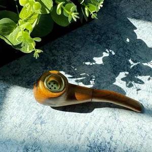 Pipe à fumer artisanale en bois massif, pipe à tabac en bois, finition naturelle écologique faite à la main - Product Image 4