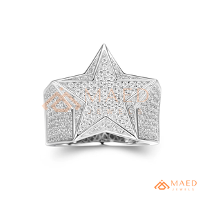 Anillo de Estrella con Diamantes Moissanite en Tono Plateado para Hombre, Joyería de Lujo Estilo Hip Hop, Regalo para Hombre, Estilo Moderno - Product Image 6