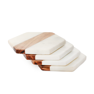 Sous-verres ronds en marbre écologiques, durables, lavables, en pierre naturelle pour table à manger moderne - Product Image 1