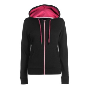Sweat-shirt à capuche zippé pour femme avec cordon de serrage, coupe classique, vêtement d'automne, 100% coton molletonné - Product Image 1