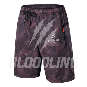 Bermuda décontracté pour homme BLOODLINE en PU enduit 220g, imprimé par sublimation, séchage rapide, taille élastique, poches, camouflage noir et gris - Product Image 2
