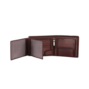 Men Genuine Leather Slim Bifold <b>Wallet</b> Open Closure Minimalist Design Brown Color Daily Use RFID Blocking <b>Long</b> - Product Image 2
