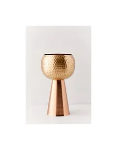 Elegant <b>gold</b> metal <b>planter</b> with stand designed for modern indoor and outdoor settings showcasing statement plants beautifully - Product Image 2