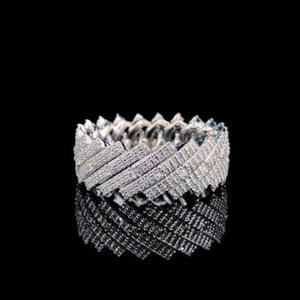 Anillo Cubano Chevron con Incrustaciones de Diamantes Moissanite en Plata de Ley 925, Anillo de Compromiso y Matrimonio, Joyería de Estilo Hip Hop para Regalos - Product Image 4