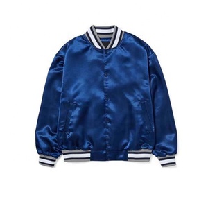 Veste de baseball satinée personnalisée pour homme, sur mesure, grande taille, couleur et logo personnalisés, 100 % polyester, satin brillant uni - Product Image 2
