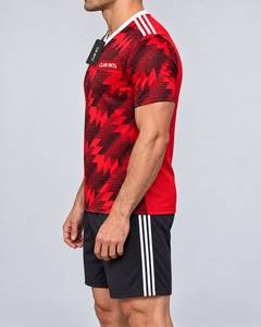 ชุดเสื้อฟุตบอลชาย CLAW INTL สีแดงดำ คอวี แขนยาว พิมพ์ลายแบบ Sublimation ผ้าโพลีเอสเตอร์ ระบายอากาศได้ดี แห้งเร็ว เป็นมิตรกับสิ่งแวดล้อม - Product Image 5